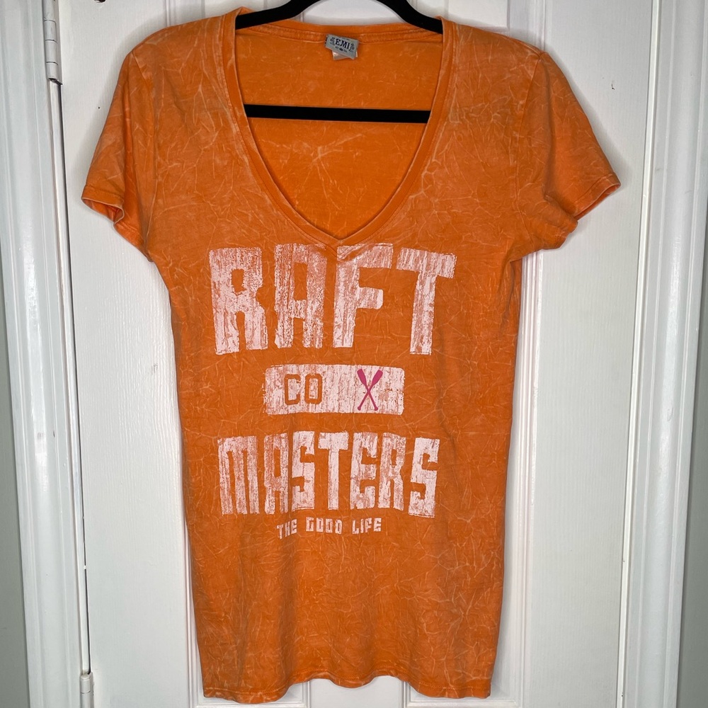 EMI Orange V-neck T-Shirt | Size Medium